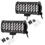 Pivalo PV24FW2 24 LED Fog Light Bar 7.5 Inch Waterproof Spot Beam Cube Worklight with Mounting Bracket for Motorcycles and Cars (72W, White Light, 2 PCS)