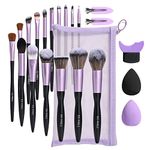 BS-MALL Makeup Brushes 16 pcs Makeup Tools Kit Premium Synthetic Powder Foundation Blush Contour Concealers Lip Brushes with Makeup Sponge & Eyeshadow Applicator Kit