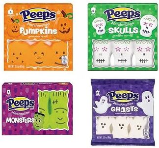 Pack of 4 - Halloween Peeps Variety - Ghosts, Monsters, Pumpkins, and Skulls, 3 oz