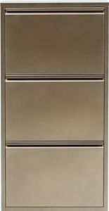 Kare Design Shoe Container Caruso 3, Bronze, Steel, 3 Tipping Compartments, Space for 6 Pairs of Shoes, Slim, Space-Saving Cabinet, Storage, Organizer for Hallway, 103x50x14 cm (H/W/D)