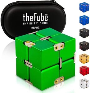 PILPOC theFube Infinity Cube Fidget Desk Toy - Aluminum Infinite Magic Cube with Case, Sturdy, Heavy, Relieve Stress and Anxiety, for ADD, ADHD, OCD (Green)