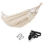 SONGMICS 210 x 150 cm Cotton Hammock Portable for Outdoor Camping Garden Sleeping Load 300 kg GDC15M