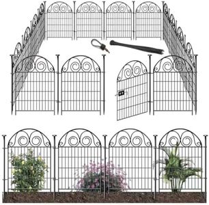 Getlay Tall Garden Animal Barrier Fencing with Gate, 40 Inch(H) 20 Panels Total Length 43.7 Ft Outdoor Dog Fence, Picket Fences, Reusable Decorative Fence for Garden │Patented