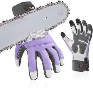 Vgo... Chainsaw Gloves for Women 12-Layer Saw Protection on Both Hands Cow Leather Gloves (Size L,Purple,CA9760)