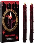 6 Pack Vampire Tears Taper Candles, 10 inch Tall Bleeding Candles, Soundvalue Unscented Black Tapered Candlesticks, Spooky Blood Drip Candles Set for Halloween Party Gothic Home Decorations