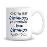 ZaH Mug Gift Coffee Mugs for Mum Dad Grandma Grandpa, Ceramic Mugs Tea Cup for Mother's Day Father's Day Christmas Birthday, Mug 12 OZ Blue, ONLY The Best Grandpas get Promoted to Great Grandpa