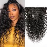 Clip in Hair Extensions Real Human Hair 100% Brazilian Remy Human Hair 8Pcs With 18 Clips Clip in Hair Extensions for Black Women Seamless Water Wave Clip ins Soft & Natural 120g 18inch