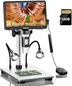 TOMLOV DM9 7" Digital Microscope: 1080P 1200X Coin Microscope Magnifier, 12MP Ultra-Precise Focusing LCD Soldering Microscopes for Adults, PC View, 32GB