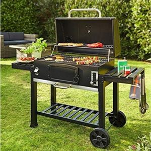 CosmoGrill XXL Charcoal BBQ Smoker – Portable Outdoor Grill with Lid, Warming Rack, Thermometer
