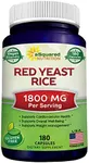 aSquared Nutrition Red Yeast Rice 1800mg - Dietary Supplement Vegan Powder Pills to Support Cardiovascular Health - 180 Veggie Capsules