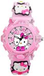 PAPIO Children Pink Color Analog 7 Color LED Light Cute Cartoon Character Kids Watch for Girls and Boys (Pink Kitty)