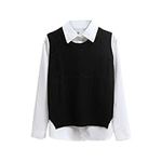 Knit Wweater Vest for Women Round Neck Sleeveless Pullover Tank Tops Knitted Sweater Loose Tops L Black