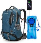 G4Free 50L Hiking Backpack Waterproof Daypack with 2L BPA Free Bladder for Outdoor Camping Climbing Backpack with Rain Cover(Dark Blue)