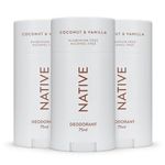 Native Deodorant Womens & Men – Alcohol & Aluminium Free - Coconut & Vanilla Scent - Naturally Derived with Shea Butter, Coconut Oil & Baking Soda - 72 Hour Odor Control (3 Pack, 75ml Each)