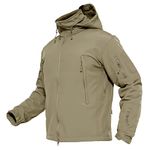 MAGCOMSEN Men's Tactical Jacket Winter Snow Ski Jacket Water Resistant Softshell Fleece Lined Winter Coats Multi-Pockets, Khaki, Small