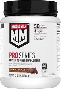 Muscle Milk Pro Series Protein Powder Supplement, Knockout Chocolate, 2 Pound, 11 Servings, 50g Protein, 3g Sugar, 20 Vitamins & Minerals, NSF Certified for Sport, Workout Recovery, Packaging May Vary