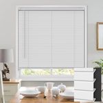 UNISHADES 100% Privacy Cordless Mini Blinds for Indoor Windows L-Shaped Blades 1" Vinyl Horizontal Window Blinds & Shades for Home Size 36" H × 29 5/8" W (White)