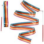 LUTER Dance Ribbon Rainbow, 2pcs 78.7 Inch Ribbons for Gymnastics Dance Ribbon with Ribbon Dancer Wand, Streamer On a Stick for Kids Girls Adults Dancing Training Birthday Party Favors