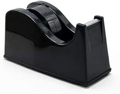 Desktop Tape Dispenser Adhesive Roll Holder (Fits 1" & 3" Core) with Weighted Nonskid Base Black