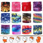 12Pcs Bandana for Men Women Outdoor Sports Headbands Headwear Neck Gaiter Head Face Mask Balaclava Magic Head Wrap Seamless Wrap Multifunctional Head Scarf