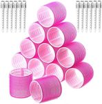 Hair Rollers Set 24 Pcs, Hair Curlers With 12 Pcs 48MM Self Grip Jumbo Hair Rollers & 12Pcs Duckbill Clip, Salon DIY Hairdressing Curlers Hair Curlers Rollers Tools for Long Medium Short Hair