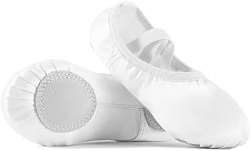 TIEJIAN Toddler Ballet Shoes for Girls - Satin Ballet Slippers for Girls, Toddler Dance Shoes (Toddler/Little Kid/Big Kid), White, 8 Toddler