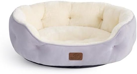 Bedsure Dog Beds for Small Dogs - Round Cat Beds for Indoor Cats, Washable Pet Bed for Puppy and Kitten with Slip-Resistant Bottom, 25 Inches, Misty Lilac