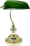 TRENDI 15" Retro Classic Bankers LAMP Table Desk Light Antique Brass TILT Green Shade