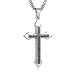 AmDxD Necklace Pendant in Stainless Steel, Pendant Cross Chains Men's Retro for Women Men, Black, Stainless Steel, Without zirconia