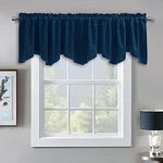 StangH Navy Blue Valances Curtains - Luxury Velvet Txture Tier Curtains Rod Pocket Top Home Fashion Short Curtains for Bedroom Gallery Office Window Dressing, W52 x L18, 1 Panel