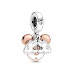 Mickey Be Yourself charm Double Dangle, 925 Sterling Silver Charm Fits Pandora Bracelets, Gift Pendant For Women Girls + Free Velvet Jewelry Bag