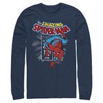 Marvel Big & Tall Men's Classic Spidey Stamp Comp Tops Long Sleeve Tee Shirt, Navy Blue, XX-Large Tall