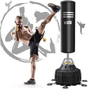 Dripex Sac de Boxe Autoportant Sac de Frappe sur Pied 178 cm Punching Ball avec 25 Ventouses pour Muay Thai, Kickboxing, Arts Martiaux et MMA