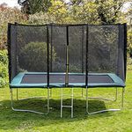 Acrobat 8x12FT or 366cm x 244cm Rectangular Trampoline with Green Coloured Padding, Safety Net Enclosure and Ladder