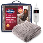 Silentnight Comfort Control Heated Throw Blanket - Luxury Fleece Electric Heated Overblanket for Sofa Bed with 9 Heat Settings, Fast Heat-up and Safety Shut Off - Machine Washable - 120x160cm - Grey