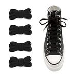 UamGlsob 2 Pairs 5/16" Wide Elastic Shoe Laces Replacement Laces for High Tops Sneakers, Stretch Flat Shoelaces Shoe Strings for High Tops Skate Shoes (04-Black, 54'')