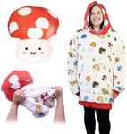 Plushible Wearable Blanket Hoodie Oversized Long Sleeve Sweatshirt Front Pocket Cozy Gifts for Adult Women Men Mushroom Snugible Pillow