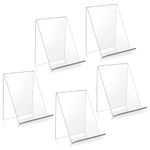 hicoosee 5 Pieces Clear Acrylic Book Stand, Transparent Book Display Stand for Displaying Books, Notebooks, Picture Albums, Picture Books, Menu, Magazine