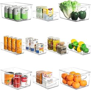 Sorbus Clear Plastic Fridge Organizer Bins, Versatile Kitchen, Cabinet, Food Pantry, Bathroom, Refrigerator Organization & Storage, Set of 10 Container Holders with Handles (4 Large 2 Medium 4 Small)