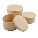 WANDIC Paper Mache Box, Set of 3 Round Paper Mache Hat Boxes Kraft Paper Containers with Lids Ideal for Painting Crafting & Storage Accessories Cosmetics Jewelry Gifts