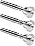 Cheerock 3Pack Trumpet Mouthpiece 3C 5C 7C Trumpet Accessories, Trumpet Mouthpiece Set with Brass Suitable for Beginners and Professional Players （Silver）