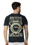 crazymonk Men's Cotton Printed Pink Floyd Acid Wash Oversized Black T-Shirt - XL Size