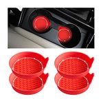 XINLIYA 4PCS Bling Car Cup Holder Coaster, Universal Crystal Rhinestone Anti-Slip Cup Holder Insert Coaster, Waterproof Round Shape Auto Drink Mat, Vehicle Interior Accessories for SUV Truck (Red)