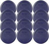 Pyrex 2 Cup Blue Round Storage Lid/Cover #7200-PC for Glass Mixing Bowls - 12 Pack