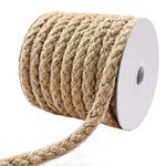 Tenn Well Braided Jute Rope, 25 Feet 11mm Heavy Duty Jute Twine Rope for Gardening Bundling Decoration Cat Scratching