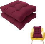 Indoor/Outdoor Tufted Seat Cushions for Patio Furniture | Square Corner Seat Cushion for Patio Chairs Outdoor Chair Pads Garden Deck Picnic Beach Pool (20 x 20 Inch, Wine,Pack of 2)