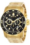 INVICTA Men's 72 Pro Diver Collection Chronograph 18K Gold-Plated Watch, Black