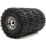 HOBBYSOUL RC -10mm Negative Offset 2.2 Beadlock Wheels Rims Champagne Black Color & 2.2 Tires Tyres 127mm for RC Mud Crawler All Terrain TRX4 Gen8 Capra Wraith TRX4,(4-Pack, Assembled)