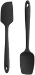 U-Taste Silicone Flat & Spoon Spatula: 315℃ Heat Resistant 28.9cm Long Baking Scraper, Flexible Seamless Rubber Kitchen Cooking Mixing Utensil with Upgraded Non-Stick Surface (Set of 2, Black)