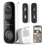 LongPlus Doorbell Camera Wireless,2K FHD Battery WiFi Smart Video Doorbell Camera,Wire Free(Battery) or Wired(Existing Home Chime),PIR Motion Detection,2-Way Talk,2.4Ghz Only,Works with Alexa